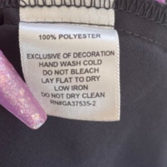 Monteau | Black V-Neck Blouse with Lace Sleeves Elegant Long Sleeve Top, Size S - Picture 8 of 8